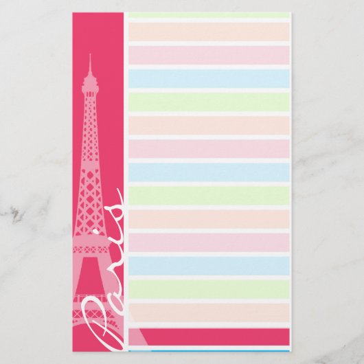 Rosa Paris; Retro Neon Rainbow Briefpapier (Vorderseite)