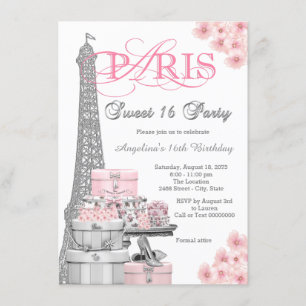 Rosa Paris süße 16-Party Einladung