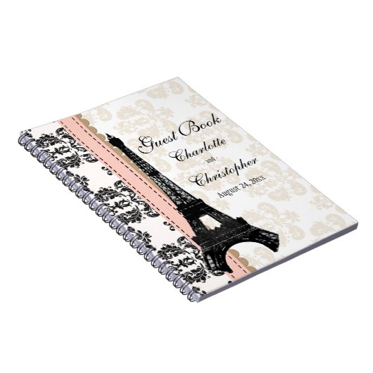 Rosa Pariser Eiffelturm-Hochzeits-Gast-Buch Notizblock (Rechte Seite)