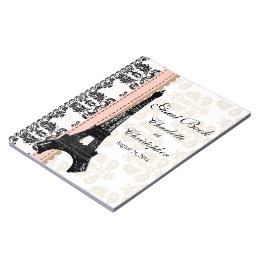 Rosa Pariser Eiffelturm-Hochzeits-Gast-Buch Notizblock (Linke Seite)