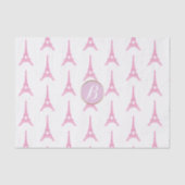 Rosa Pariser Eiffelturm Monogram Modernes Party Seidenpapier (Vorderseite)