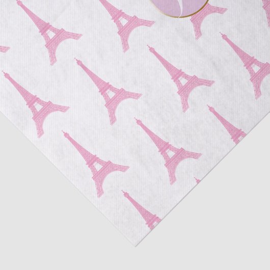 Rosa Pariser Eiffelturm Monogram Modernes Party Seidenpapier (Ausschnitt)