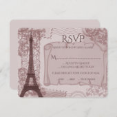 Rosa Pariser Hochzeitkarte RSVP Karte (Vorne/Hinten)