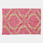 Rosa Pariser Moden Damask Geschirrtuch (Horizontal)