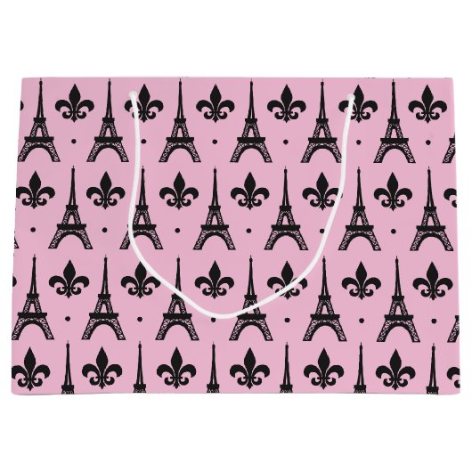 Rosa Pariser Party Eiffelturmgeschenk-Tasche Große Geschenktüte (Vorderseite)