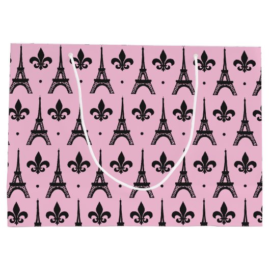 Rosa Pariser Party Eiffelturmgeschenk-Tasche Große Geschenktüte (Rückseite)