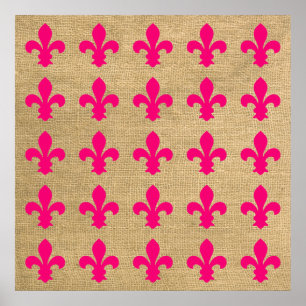 Rosa Pariser Stimmung Fleur de Lys Muster Poster