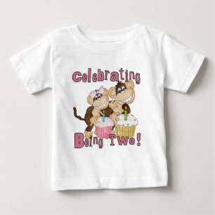Rosa Party-Affe-2. Geburtstags-T-Shirts und Baby T-shirt