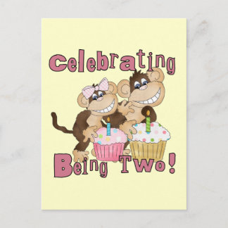 Rosa Party Affe 2. Geburtstagsgeschenke und Gesche Einladungspostkarte