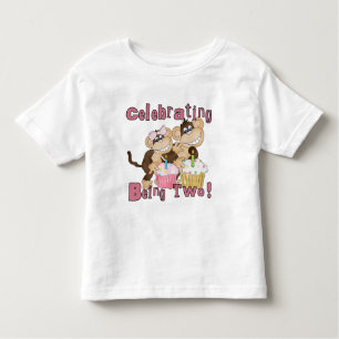 Rosa Party Affe 2. Geburtstagsgeschenke und Gesche Kleinkind T-shirt