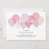 Rosa Party Ballons Niedliche Geburtstag Einladung (Vorderseite)