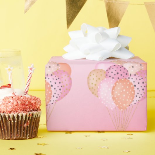 Rosa Party Balloons Geschenkpapier (Geburtstagsparty)