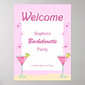 Rosa Party Cocktail Bacheloretto Begrüßungszeichen Poster (Vorne)