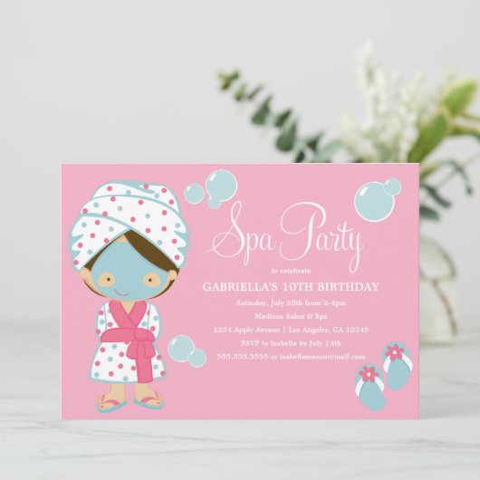 Rosa Party des Wellness-Center-Party-| laden ein Einladung (Stehend Vorderseite)