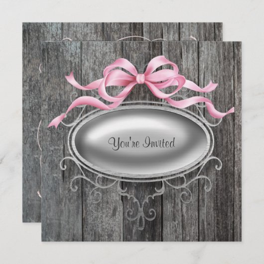 Rosa Party Einladung (Vorne/Hinten)