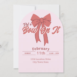 Rosa Party Einladung Bow - Coquette Bow Geburtstag