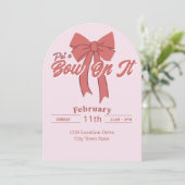 Rosa Party Einladung Bow - Coquette Bow Geburtstag (Stehend Vorderseite)