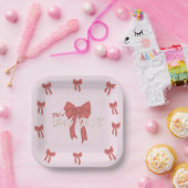 Rosa Party Einladung Bow - Coquette Bow Geburtstag Pappteller (Party)