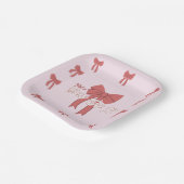 Rosa Party Einladung Bow - Coquette Bow Geburtstag Pappteller (Gewinkelt)