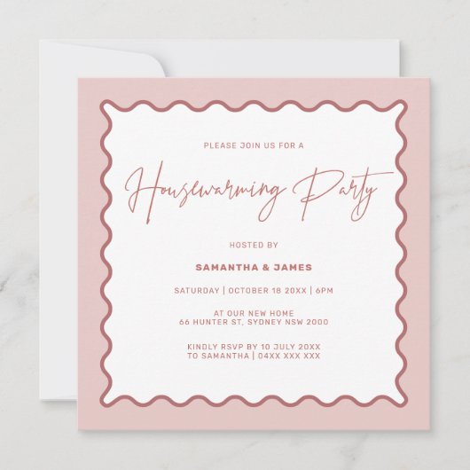 Rosa Party Einladung für Grenzhäuser (Vorderseite)