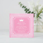 Rosa Party Einladung Prinzessin-Crown Birthday (Stehend Vorderseite)