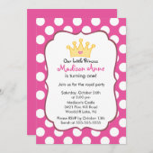 Rosa Party Einladung Prinzessin-Crown Birthday (Vorne/Hinten)