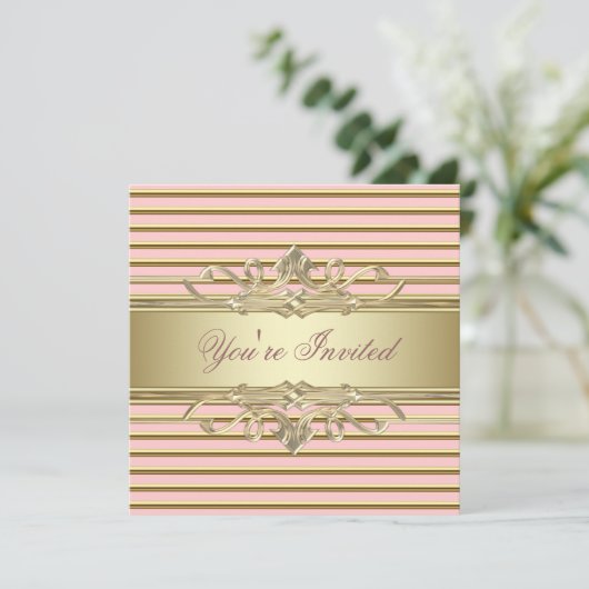 Rosa Party Einladungen (Stehend Vorderseite)