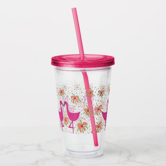Rosa Party Flamingos Acryltrinkbecher (Links)