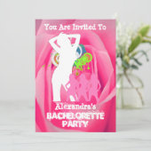 Rosa Party Girls personalisiert Bachelorett Einladung (Stehend Vorderseite)