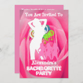 Rosa Party Girls personalisiert Bachelorett Einladung (Vorne/Hinten)