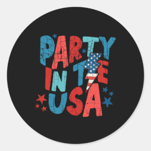 Rosa Party in den USA 4. Juli Shirt Mama und Gi Runder Aufkleber