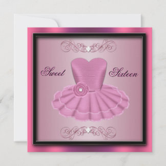 Rosa Party Kleid Geburtstag Einladung