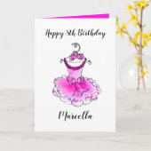 Rosa Party Kleid Tintenpatronen Geburtstag Karte (Gelbe Blume)