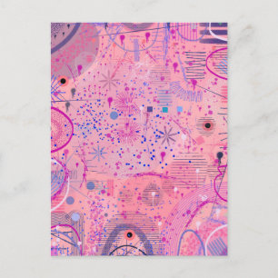 Rosa-Party-Maximalist-Kunst Postkarte