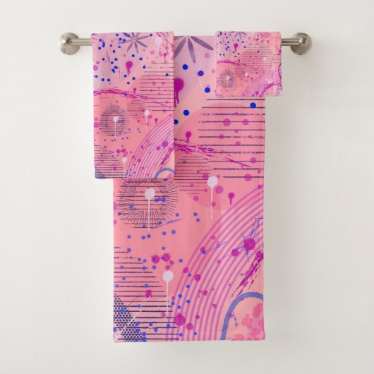 Rosa Party Maximalistische Kunst Badhandtuch Set (Insitu)
