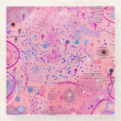 Rosa Party Maximalistische Kunst Glasuntersetzer (Vorderseite)