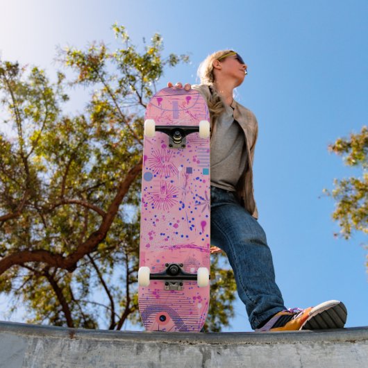 Rosa Party Maximalistische Kunst Skateboard (Außenbereich 1)