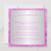 Rosa Party mit weißem Silberlicht Einladung (Rückseite)