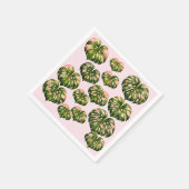 Rosa Party Monstera Servietten (Ecke)