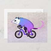 Rosa Party Opossum Reiten Einladungspostkarte (Vorne/Hinten)