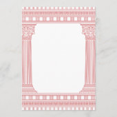 Rosa Party Quiz Goddess Party mit Tempelsäulen Einladung (Rückseite)