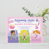 Rosa Party Spaß am Geburtstag Einladung (Stehend Vorderseite)