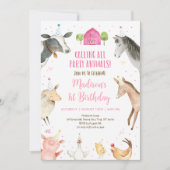 Rosa Party Tier Geburtstag Einladung (Vorderseite)