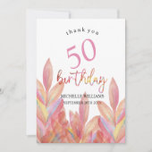 Rosa Party Wasserfarbe Dankeskarte (Vorderseite)