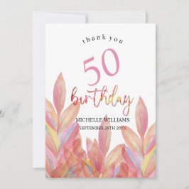 Rosa Party Wasserfarbe Dankeskarte