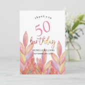 Rosa Party Wasserfarbe Dankeskarte (Stehend Vorderseite)