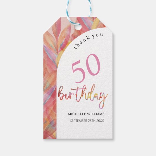 Rosa Party Wasserfarbe Geschenkanhänger (Vorderseite)