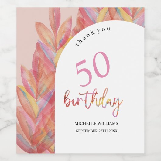 Rosa Party Wasserfarbe Weinetikett (Einzelnes Label)