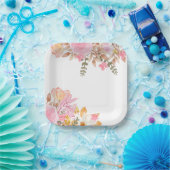 Rosa Party Wasserfarben Pappteller (Party)