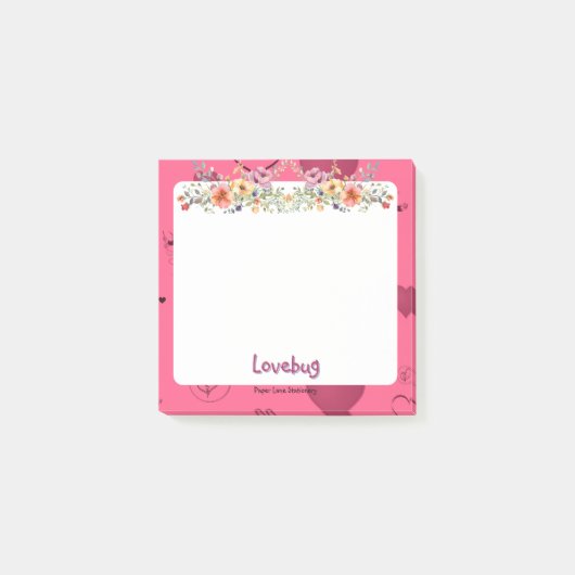 Rosa Passionsherz Post-it Klebezettel (Vorderseite)